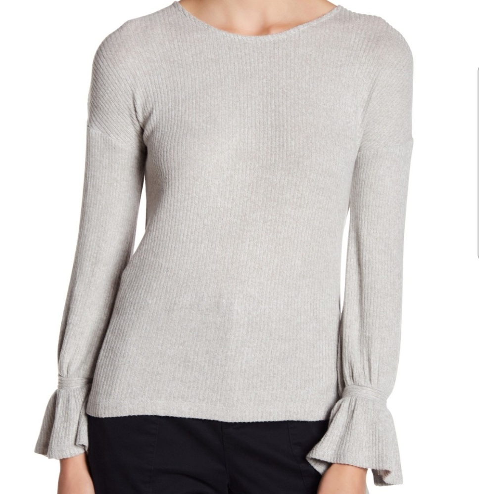 Tie Sleeve Rib Pullover